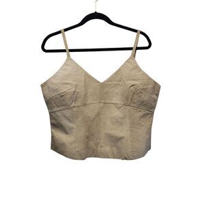 Vintage Tower Hill Womens Y2K Brown Leather Cropped Tank Top Size 18 NWT